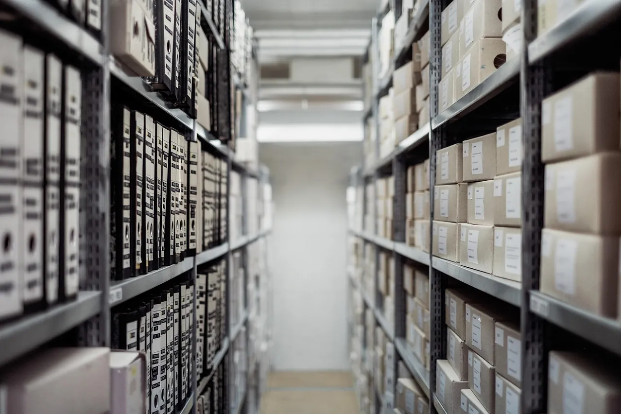 Archive, boxes, shelf