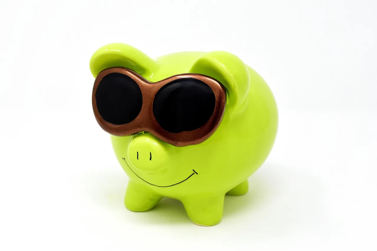 Piggy bank, sunglasses, cool