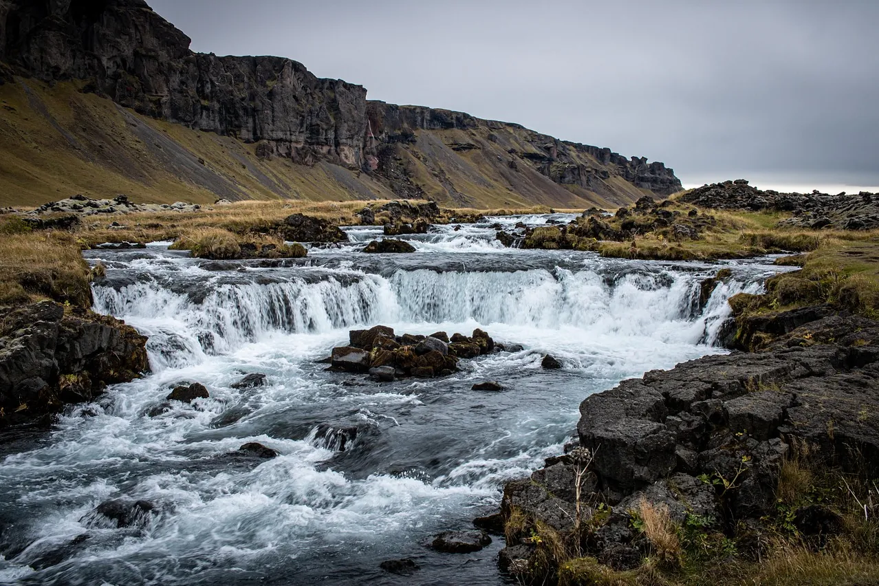 Waterfall, river, stream